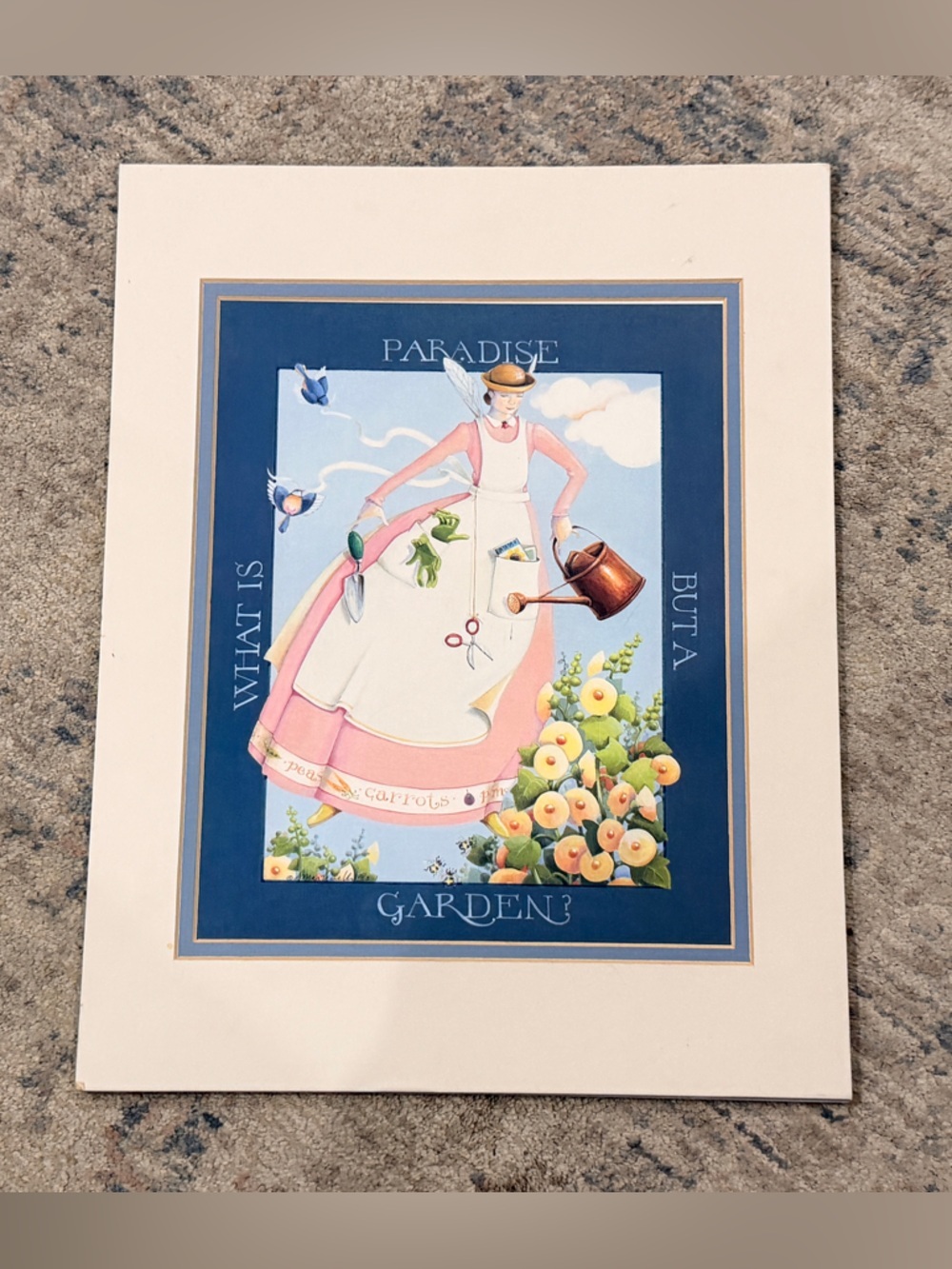 Vintage Blue and Pink Garden Print by Vintage
